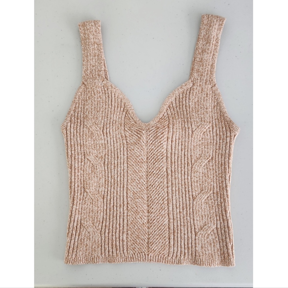 Express Marbled Brown & White Cable Knit Tank Top, Size Small